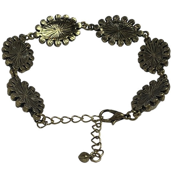 Fire Opal oval (imitation) charm bracelet with metal brass colored hardware NEW - Picture 6 of 7